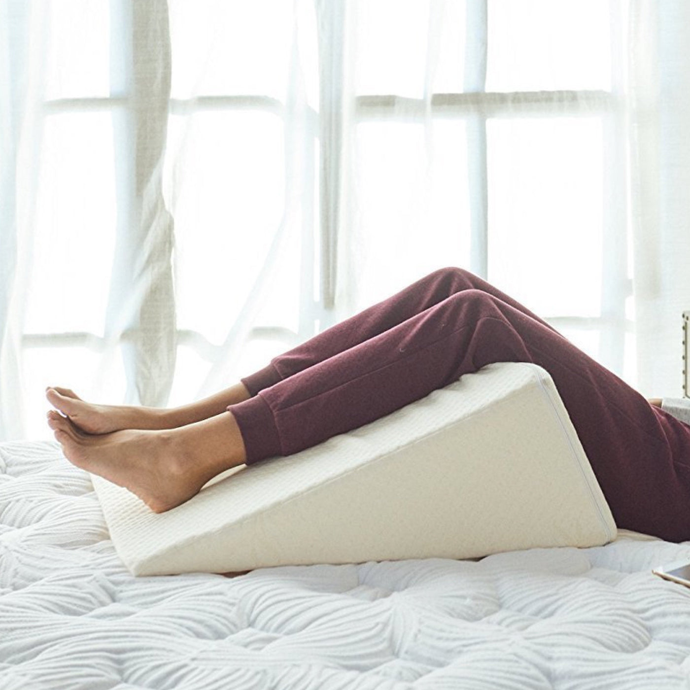 Zen Bamboo Elevating Leg Rest Pillow Memory Foam Leg Rest Pillow - Reduces Back